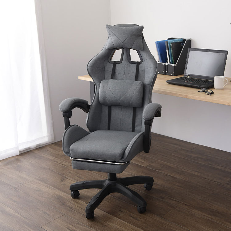 楽天市場】ファブリックタイプ ゲーミングチェア フットレスト付き