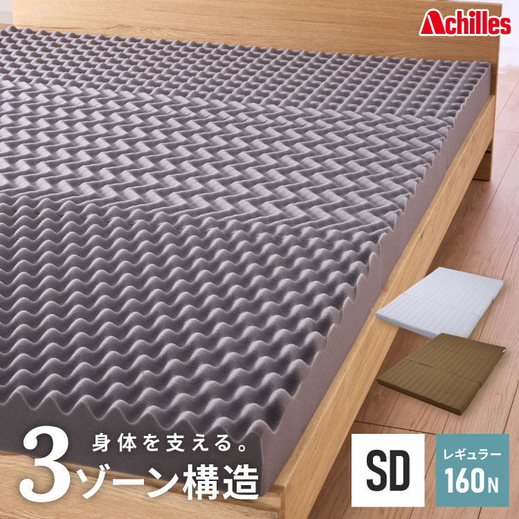 アキレス Achilles マットレス Float Wave フロートウェーブ レギュラー セミダブル 日本製 高反発 3つ折り 厚さ10cm 体圧分散 通気 三つ折り ごろ寝 敷布団 折り畳み 高反発マットレス ベッド(代引不可)【送料無料】｜リコメン堂