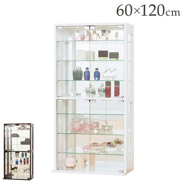 楽天市場】コレクションケース 幅60 高さ120 背面ミラー ガラス棚