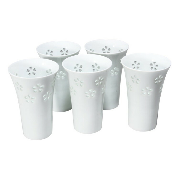 水晶彫新花詰麦酒カップ5客(木箱入) 波佐見焼 丹心窯 和陶器 996887(代引不可)【ポイント10倍】【送料無料】