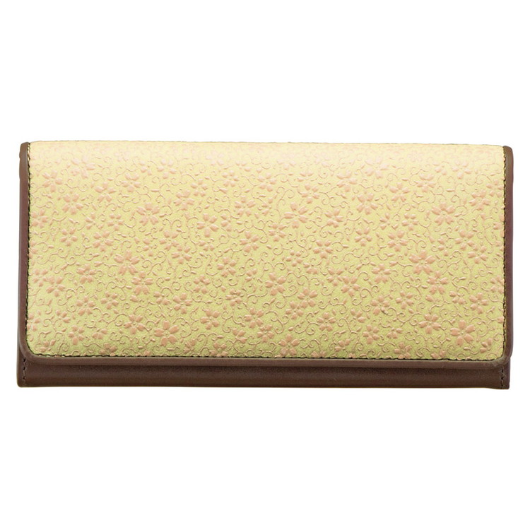草木染め印伝 つた桜柄長財布 財布 8181-03(代引不可)【ポイント10倍】【送料無料】｜リコメン堂