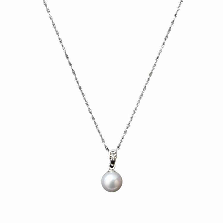 プラチナ本真珠ペンダント ダイヤモンド入 装身具 S8069(代引不可)【ポイント10倍】【送料無料】