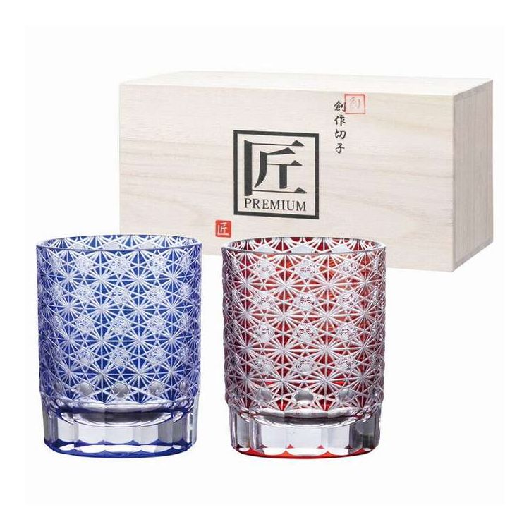 オールドS240ml ペア(木箱入) 僥倖 創作切子 匠 Premium TK-194 ギフト プレゼント(代引不可)【ポイント10倍】【送料無料】｜リコメン堂