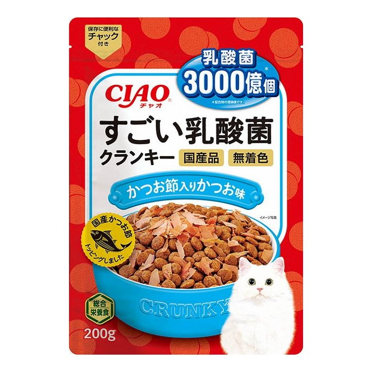 【24個セット】 CIAO すごい乳酸菌クランキー かつお節入り かつお味 200g x24【ポイント10倍】【送料無料】