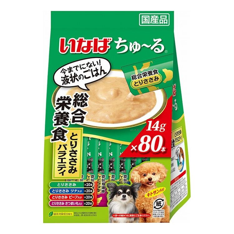 【2個セット】 いなば ちゅ~る 総合栄養食 とりささみバラエティ 14g×80本入 x2【ポイント10倍】【送料無料】