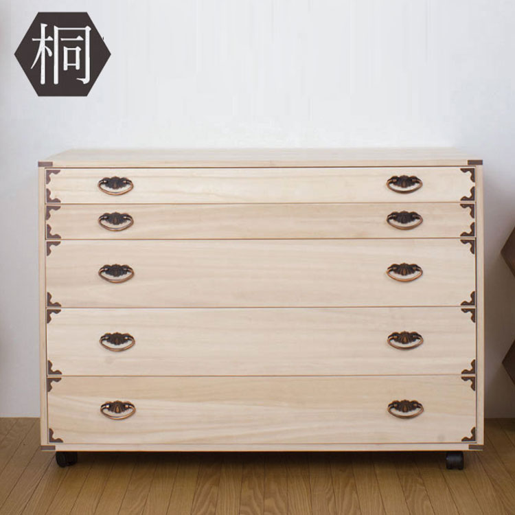 日本製 大川家具 完成品 桐 チェスト キャスター付き 押入れ 収納 押入れ収納 五段 5段 ラック 引き出し 桐材 天然木 和室 国産 組立不要【送料無料】