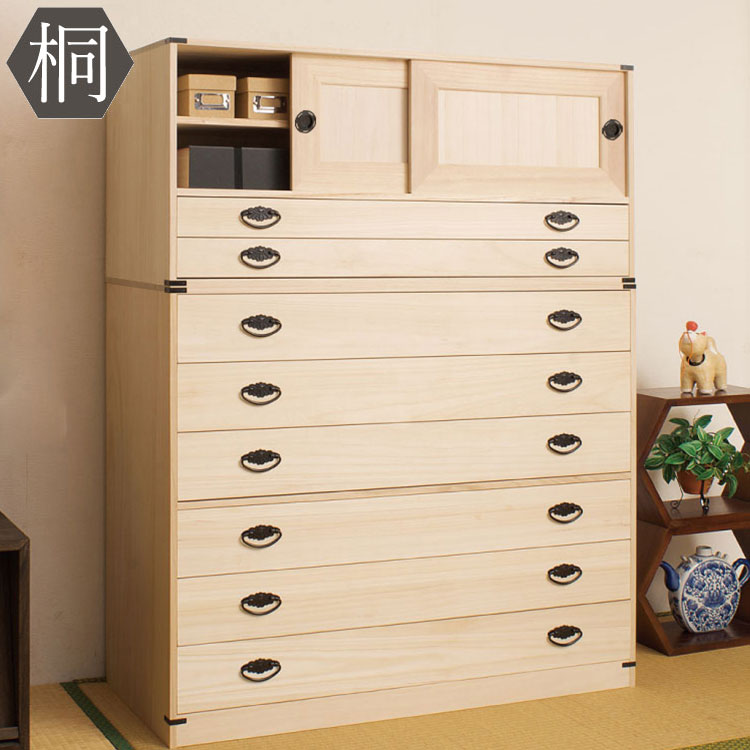 【すんたん】チェスト 楽天市場】日本製/九州大川産！桐たんす 引き戸2段+6段チェスト（幅