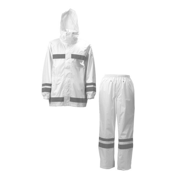 リフレクター付 レインスーツ ホワイト 男女兼用 旅行用品 便利グッズ 雨具 レインジャケット レインスーツ カッパ(代引不可)【送料無料 楽天市場】リフレクター付 レインスーツ ホワイト 男女兼用 旅行用品