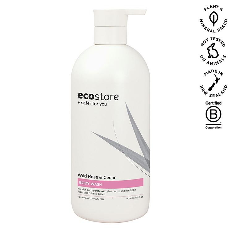 【単品5個セット】 ecostore ボディウォッシュ ワイルドローズ&シダー 900mL エコストア ボディウォッシュ ポンプタイプ 華やか 香り【ポイント10倍】【送料無料】