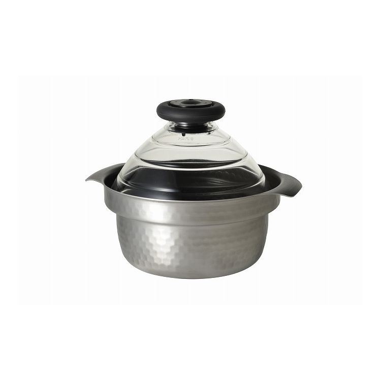 HARIO フタがガラスの IH対応 ご飯釜 雪平 (1~3合用) GIS-200内面がフッ素コートなのでご飯がこびりつきにくい(代引不可)【送料無料】
