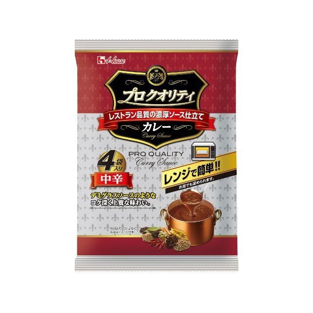 【単品12個セット】 ハウス プロクオリティカレー中辛4袋入 680g(代引不可)【ポイント10倍】【送料無料】