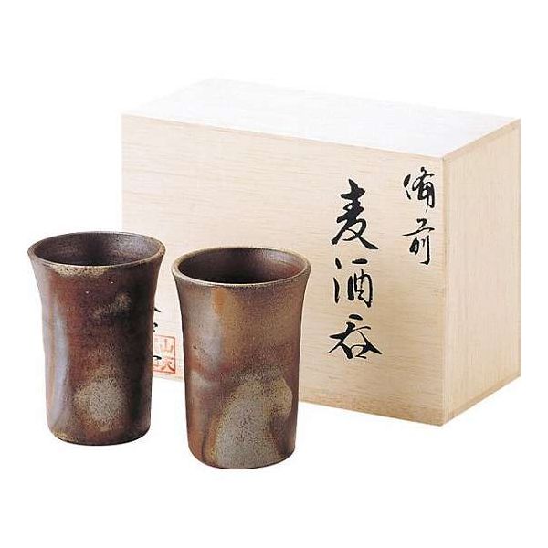 備前焼 山天窯 棧切り 組麦酒呑揃 S-72(代引不可)【ポイント10倍】【送料無料】