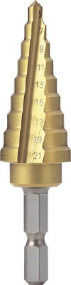 TRUSCO 六角軸電気設備用ステップドリル 2枚刃チタンコーティング 21mm【NMS-21EG-H】(穴あけ工具・ステップドリル)【送料無料】