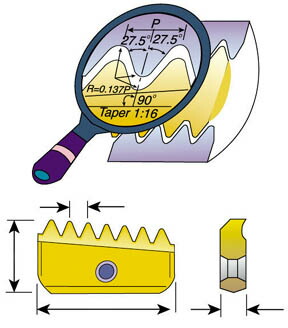 ＮＯＧＡ ミルスレッドＮＰＴねじ用チップ【21-14NPT MT-7】(ねじ切り工具・工作機用ねじ切り工具)【送料無料】