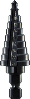 ＴＲＵＳＣＯ ステップドリル 2枚刃黒染め表面処理 6～24ｍｍ 段数10【NMS-24】(穴あけ工具・ステップドリル)【送料無料】