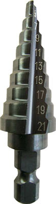 ＴＲＵＳＣＯ ステップドリル 2枚刃黒染め表面処理 5～21ｍｍ 段数9【NMS-21】(穴あけ工具・ステップドリル)【送料無料】｜リコメン堂