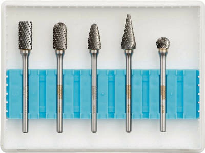 ＴＲＵＳＣＯ 超硬バーセットＢシリーズ 軸3ｍｍ 刃径6．4ｍｍ 5本セット【TB-B064-5S】(研削研磨用品・超硬バー)【送料無料】