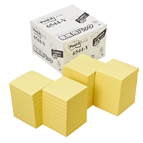 3M(スリーエム) ポスト イット ノート 75x75mm 100枚x40個 イエロー 業務用 6544-Y【送料無料】｜リコメン堂