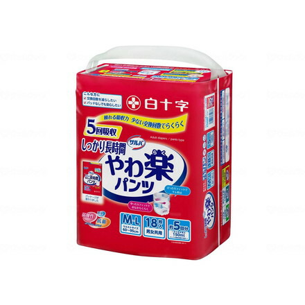 白十字 サルバやわ楽パンツ しっかり長時間18枚入り ケース M L 35487(代引不可)【送料無料】
