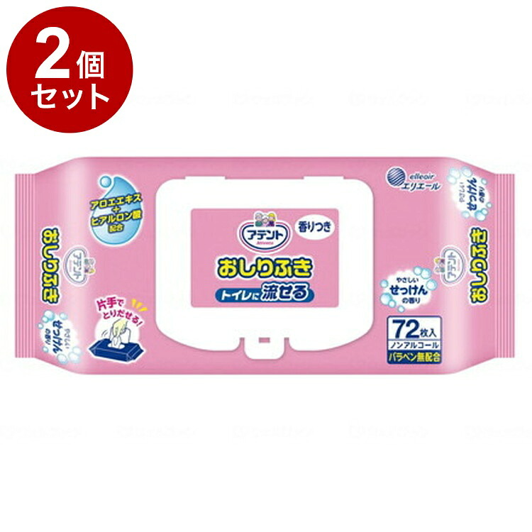 【単品2個セット】大王製紙 T 流せるおしりふき72枚 ケース せっけんの香り 733594(代引不可)【送料無料】｜リコメン堂 7,595円