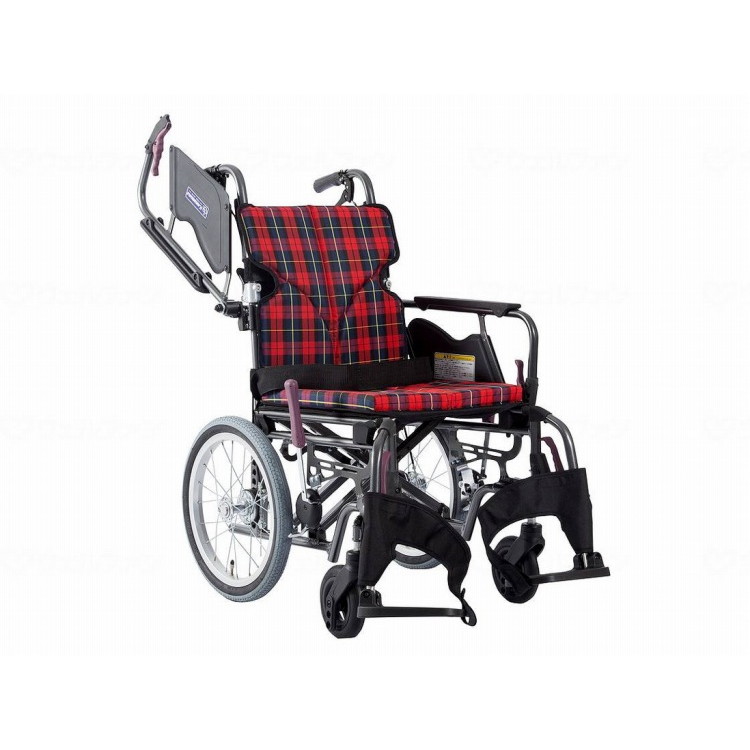 カワムラサイクル モダンBstyle 介助用 16インチ中・高床/赤チェック(A10)/座幅42-前座47cm(代引不可)【ポイント10倍】【送料無料】