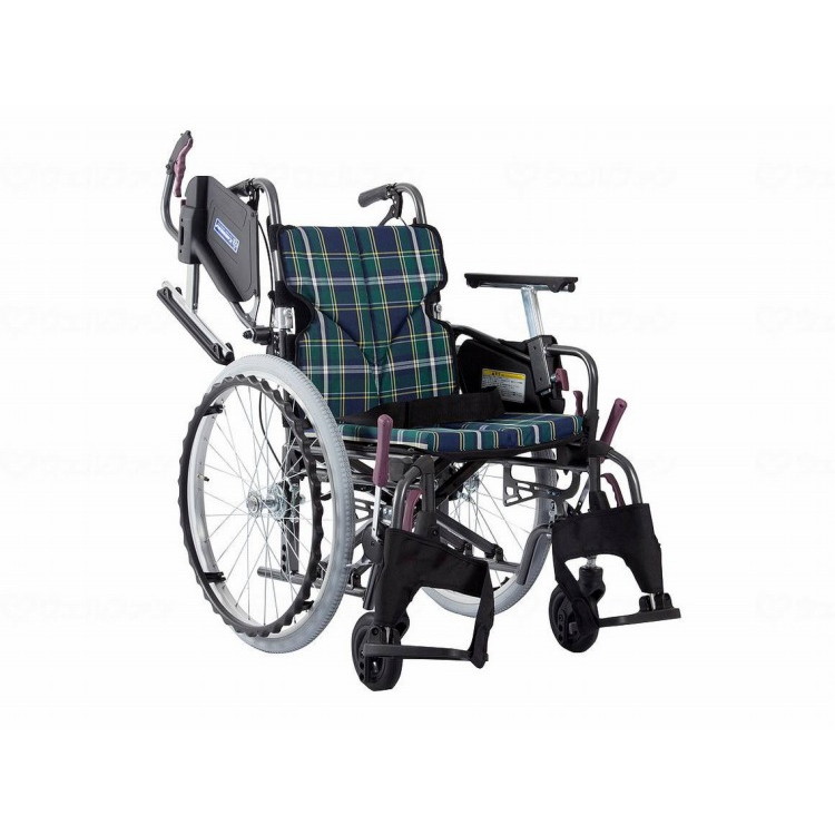 カワムラサイクル モダンCstyle 自走用 22インチ中・高床/緑チェック(A9)/座幅38-前座45cm(代引不可)【ポイント10倍】【送料無料】