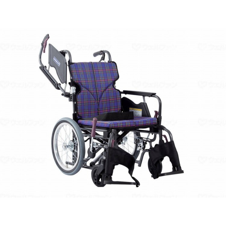 カワムラサイクル モダンBstyle 介助用 16インチ低床/紫チェック(A11)/座幅38-前座38cm(代引不可)【ポイント10倍】【送料無料】