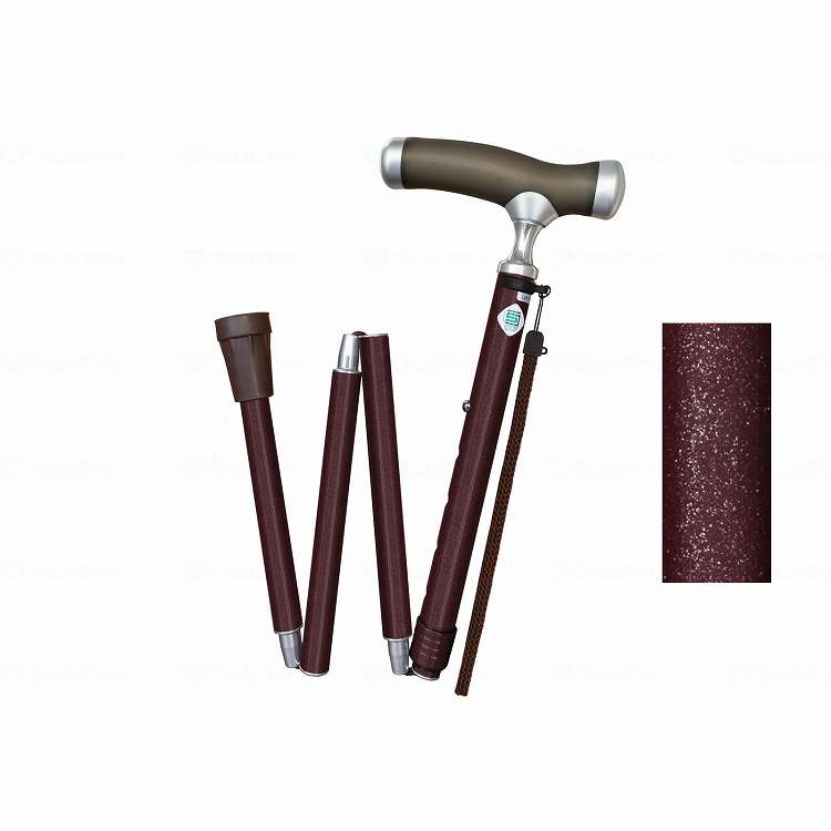 フジホーム やわらかグリップステッキ折畳/ワインレッド/-(代引不可)【ポイント10倍】【送料無料】
