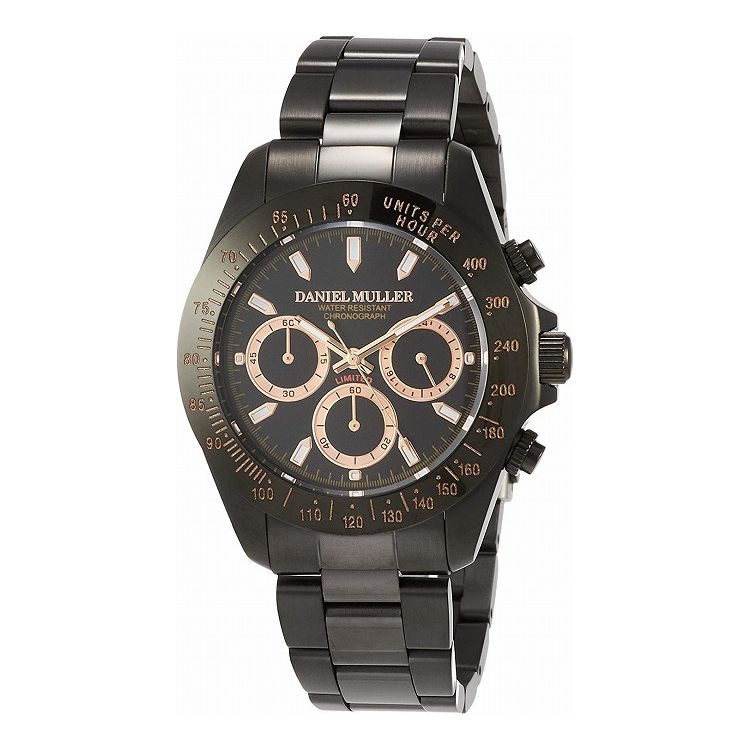 ≪Daniel Muller≫ダニエル ミューラー Chronograph セラミック&メタルベルトウォッチ メンズ向 簡易ベル DANIEL MULLER ダニエルミューラー 腕時計 クロノグラフ ステンレス製
