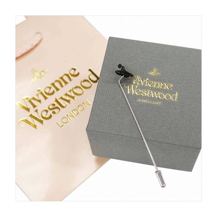 Vivienne Westwood ヴィヴィアンウエストウッド ピンズ ラベルピン ブラック＆シルバー BTP1007-4 ギフト プレゼント ys-btp1007-4.jpg