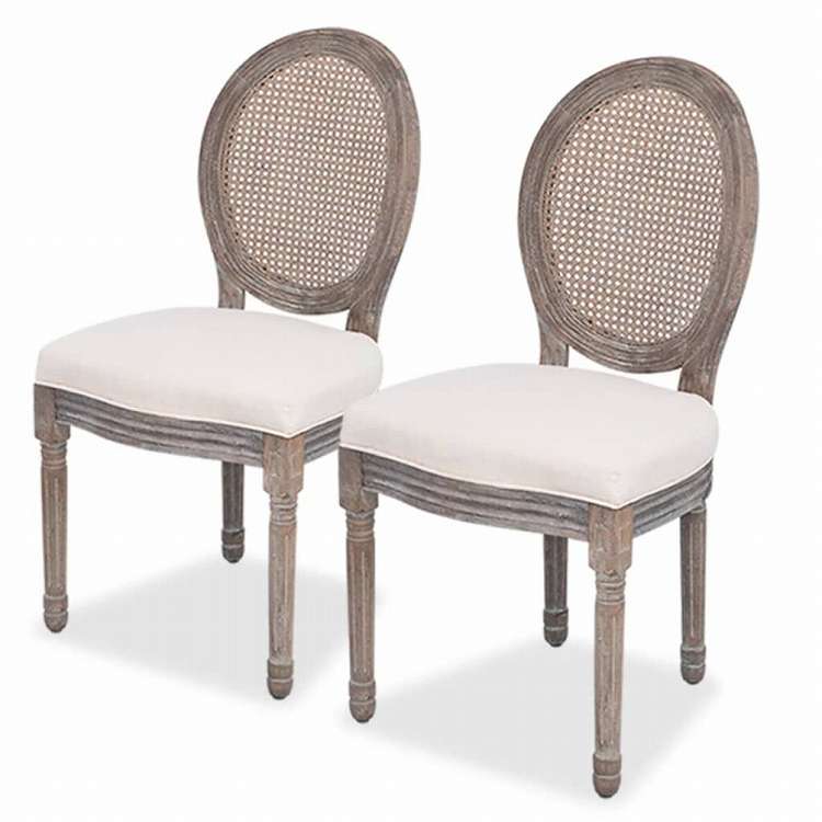 vidaXL ダイニングチェア 2点セット クリーム 布張り家具 チェア キッチン・ダイニングルームチェア(代引不可)｜リコメン堂
