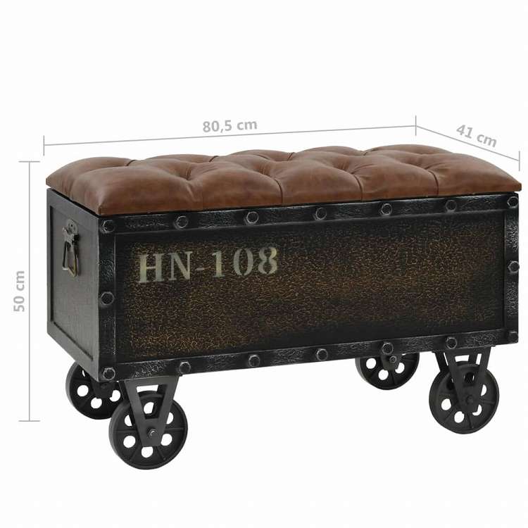vidaXL 収納ベンチ 無垢材&合成皮革 80.5x41x50cm家具 ベンチ 倉庫・通路用ベンチ(代引不可)|リコメン堂