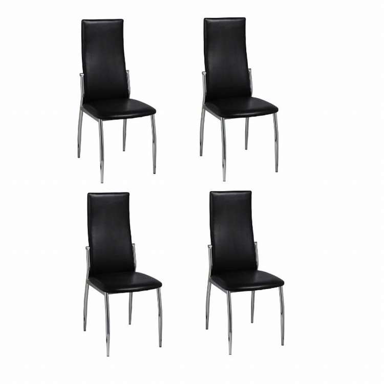 vidaXL ダイニングチェア 4点 合成皮革 ブラック家具 チェア キッチン・ダイニングルームチェア(代引不可)