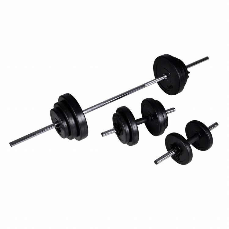 vidaXL バーベル + 2 ダンベルセット 30.5kgスポーツグッズ エクササイズ&フィットネス ウエイトリフティング フリーウェイト(代引不可)