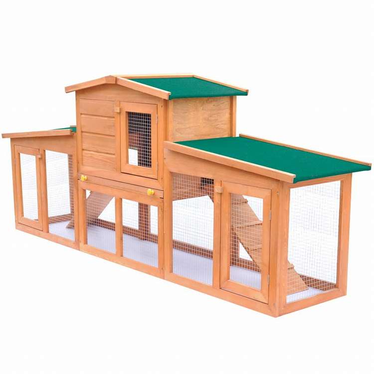 vidaXL 屋外用 大型うさぎ小屋 小動物ハウス ペットケージ 屋根付き 木製動物&ペット用品 ペット用品 小動物用品 小動物 飼育・ケージ(代引不可)