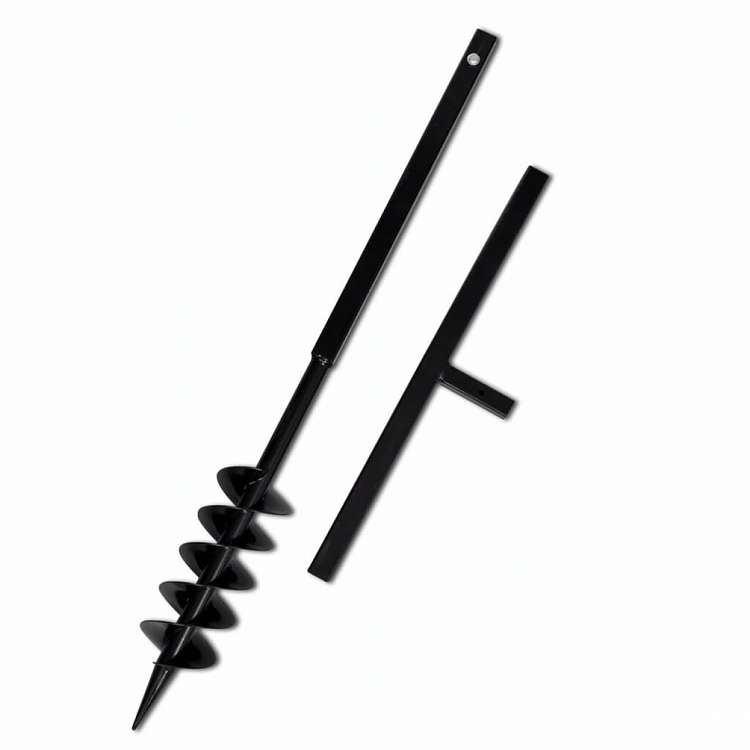 vidaXL 掘削ドリル アースオーガー用ビット 100mm ダブルスパイラル型 ハンドル付き スチール製 黒色ハードウェア ツール ドリル オーガードリル(代引不可)