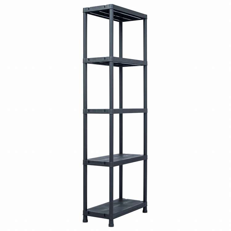 vidaXL 収納棚ラック ブラック 125kg 60x30x180cm プラスチック製ビジネス&工業用 工業用収納 業務用収納棚(代引不可) 6,264円