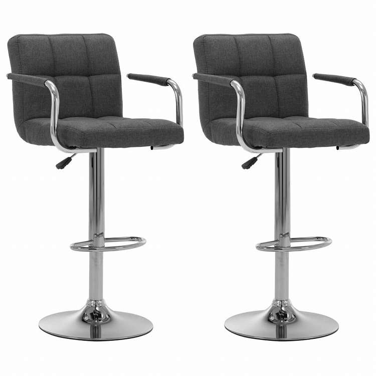 vidaXL バースツール 2点 ダークグレー 布製家具 チェア テーブル・バースツール(代引不可)