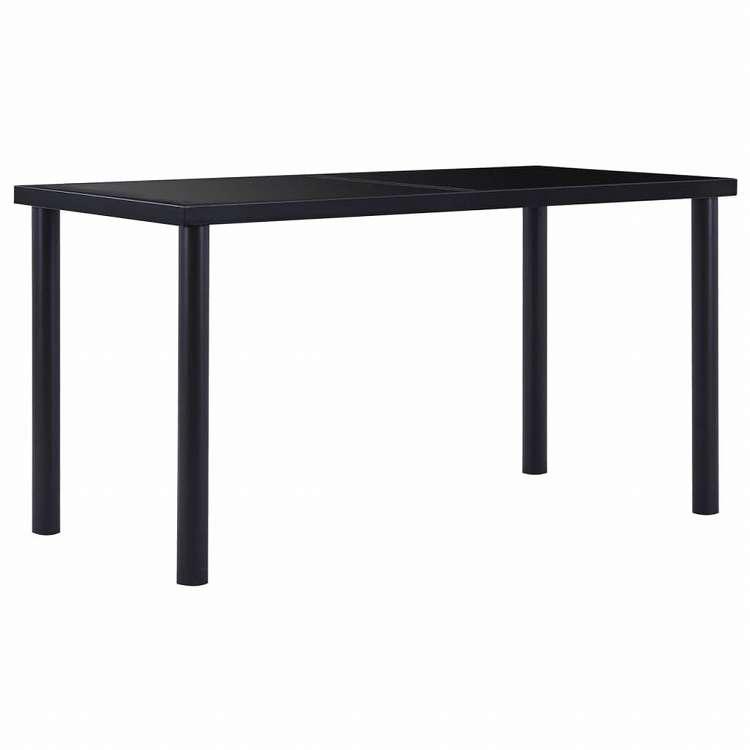 vidaXL ダイニングテーブル ブラック 140x70x75cm 強化ガラス製家具 テーブル キッチン・ダイニングルームテーブル(代引不可)