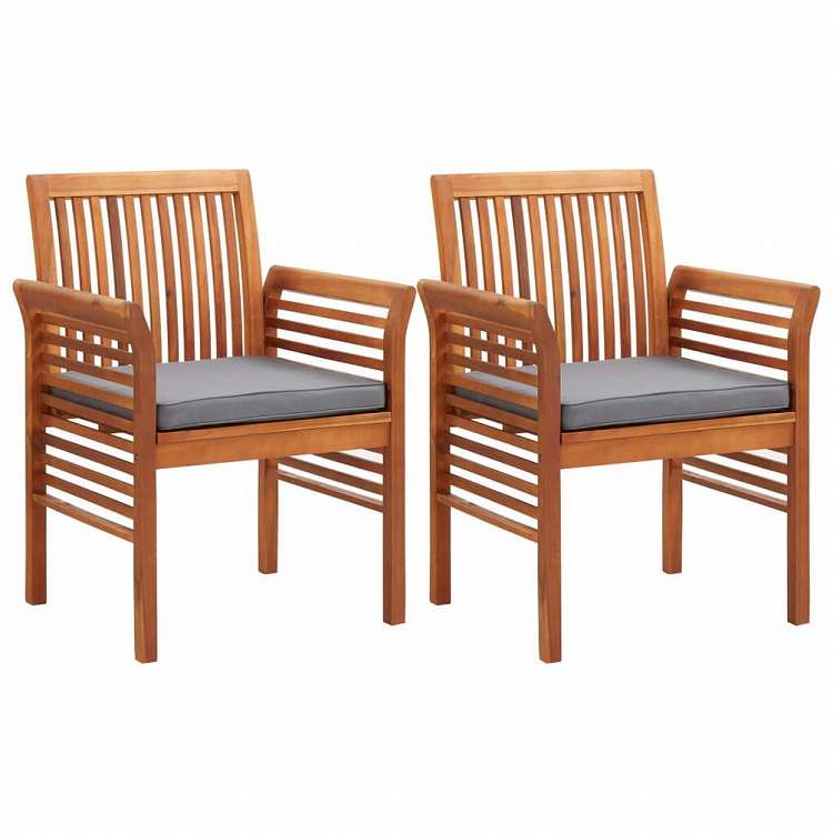 vidaXL ガーデンダイニングチェア 2点 クッション付き アカシア無垢材家具 アウトドア家具 屋外椅子 アウトドアベンチチェア(代引不可)