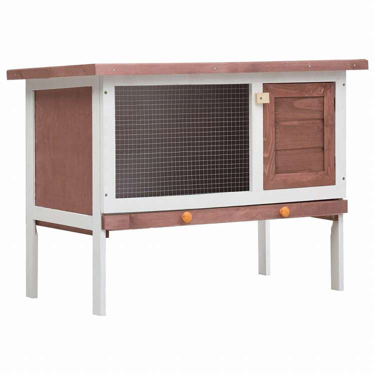 vidaXL 屋外うさぎ小屋 1層タイプ ブラウン 木製動物&ペット用品 ペット用品 小動物用品 小動物 飼育・ケージ(代引不可)