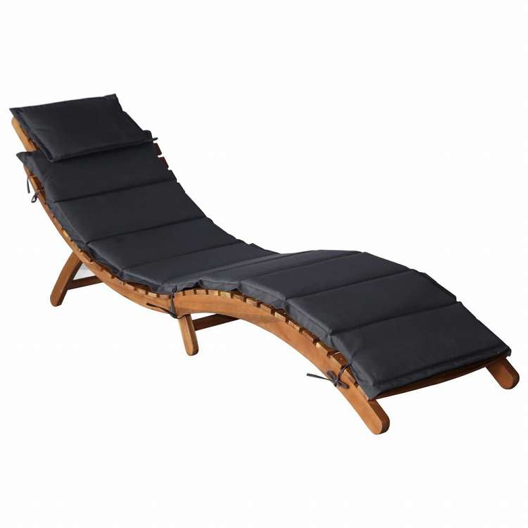 vidaXL サンラウンジャー クッション付き アカシア無垢材 ダークグレー家具 アウトドア家具 屋外椅子 サンラウンジャー(代引不可)