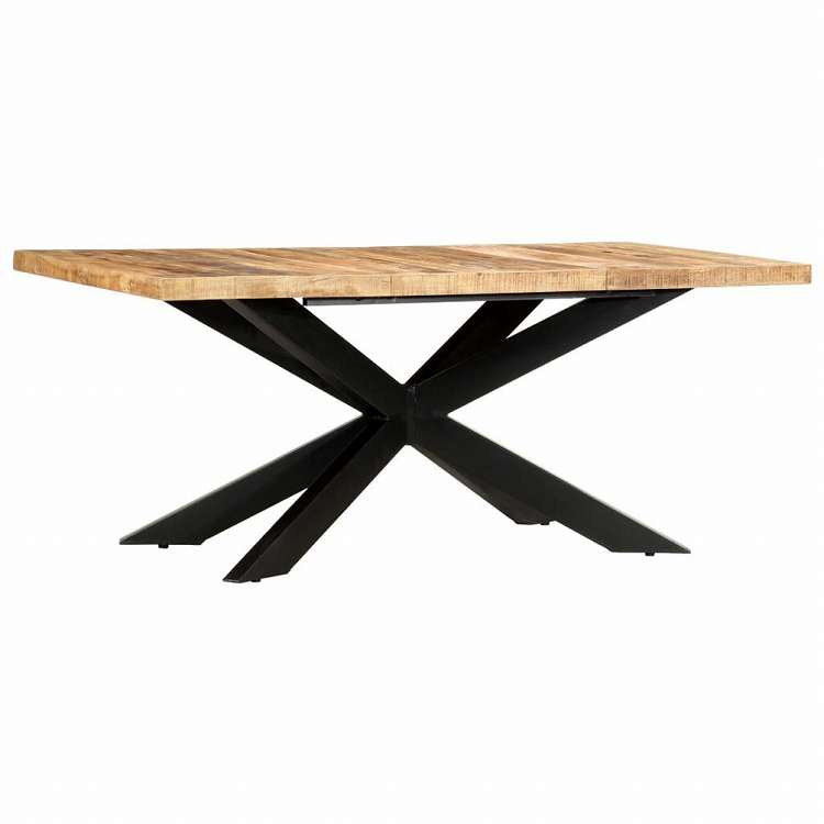vidaXL ダイニングテーブル 180x90x76cm マンゴー無垢材 (粗目)家具 テーブル キッチン・ダイニングルームテーブル(代引不可)