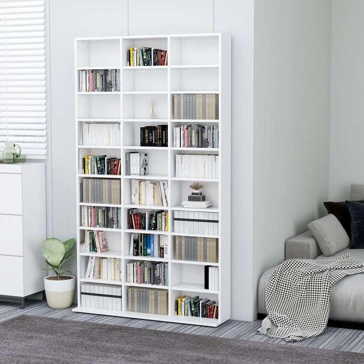 vidaXL CDキャビネット ホワイト102x16x177.5 cm エンジニアリングウッド家具 キャビネット&収納 メディア収納・ラック(代引不可)
