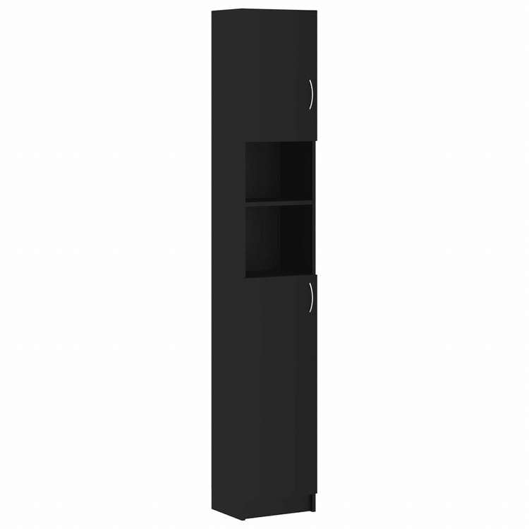 vidaXL バスルームキャビネット ブラック 32x25.5x190cm エンジニアリングウッド家具 家具セット バスルーム家具セット(代引不可)｜リコメン堂
