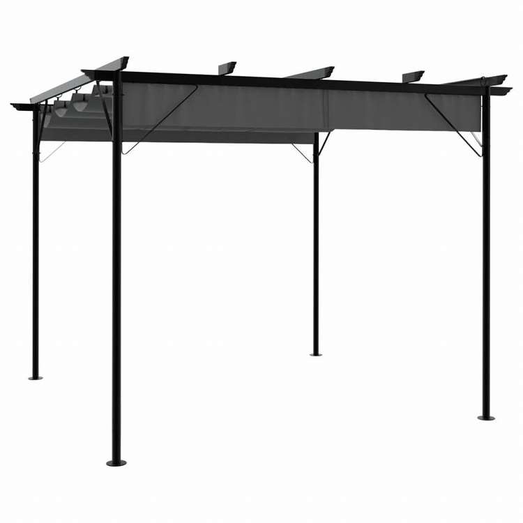 vidaXL パーゴラ 開閉式ルーフ付き アントラシート 3x3 m スチール 180 g/m2ホーム&ガーデン 芝&ガーデン アウトドアリビング アウトドアストラクチャー ガーデンアーチ(代引不可)|リコメン堂
