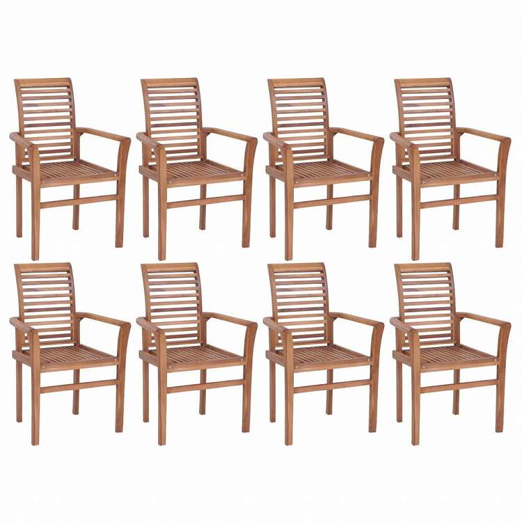 vidaXL スタッキングガーデンダイニングチェア 8点 チーク無垢材家具 チェア キッチン・ダイニングルームチェア(代引不可)