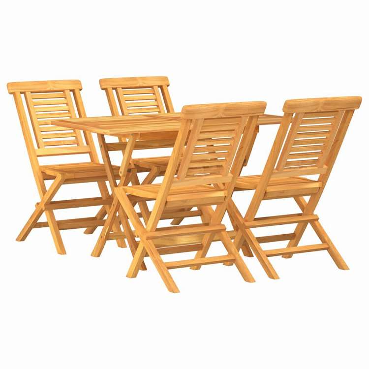 vidaXL ガーデンダイニング5点セット チーク無垢材 家具 アウトドア家具 屋外家具セット