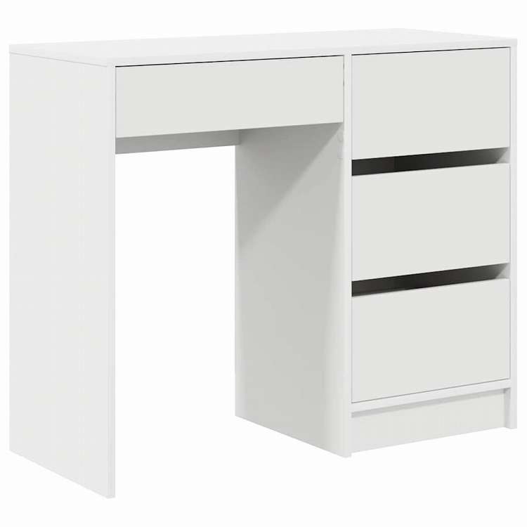 vidaXL デスク 引き出し付き 棚で ストレージ付き ホワイト 90 x 37.5 x 75 cm エンジニアリングウッド 家具 オフィス家具 デスク