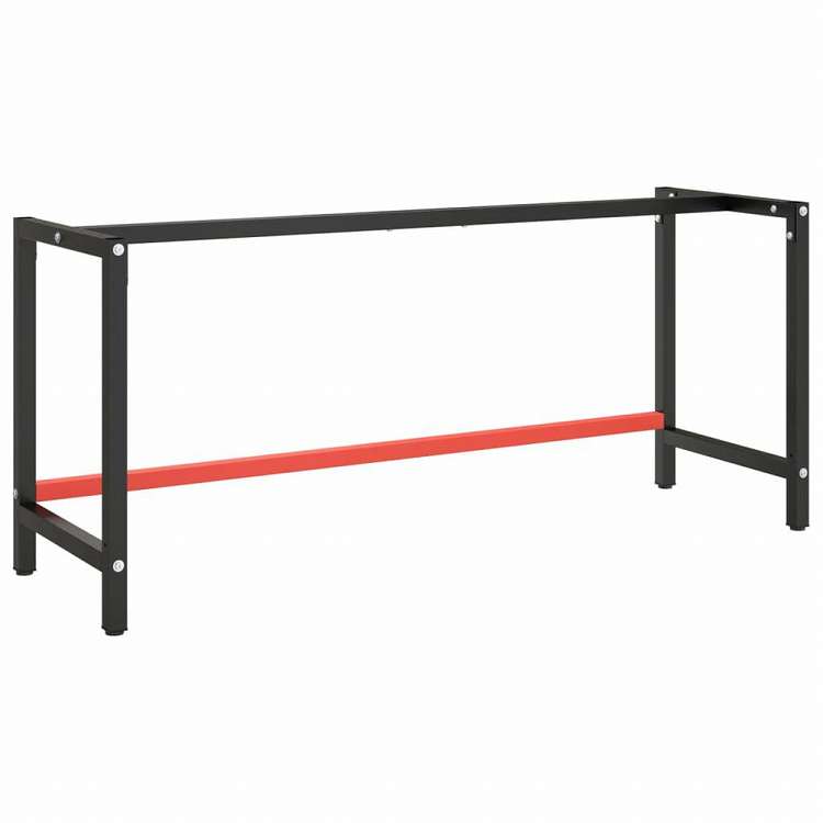 vidaXL ワークベンチフレーム マットブラック&マットレッド 180x57x79 cm メタル家具 テーブル用品 テーブル脚(代引不可)